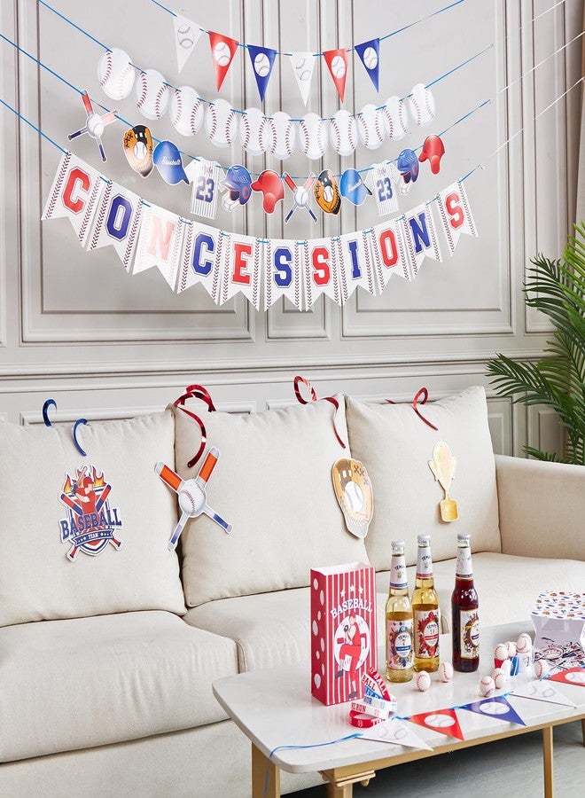 Homarkable Baseball Party Decorations with Concessions Banner, Baseball Party Supplies, Sports Themed Birthday Decorations with Baseball Triangle Bunting Pennant Flag, Pre-Strung banners - Image 5
