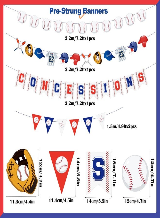 Homarkable Baseball Party Decorations with Concessions Banner, Baseball Party Supplies, Sports Themed Birthday Decorations with Baseball Triangle Bunting Pennant Flag, Pre-Strung banners - Image 2