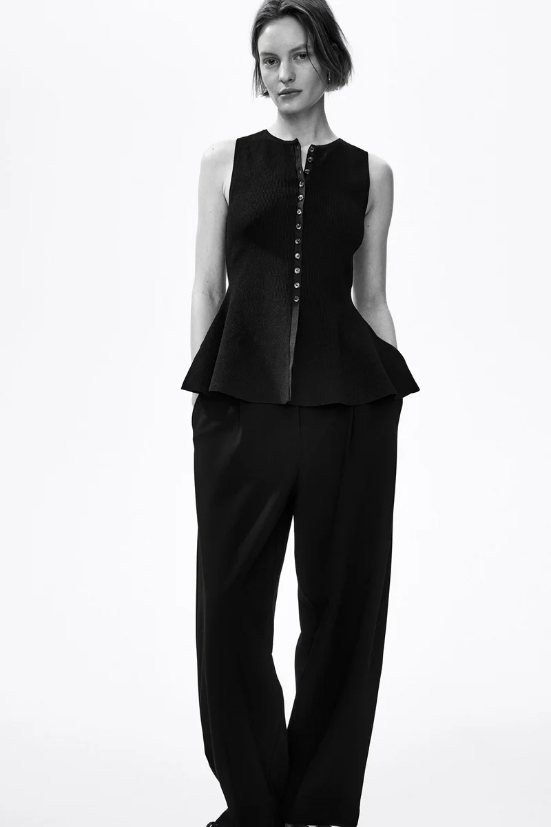 H&M Rib-knit peplum waistcoat