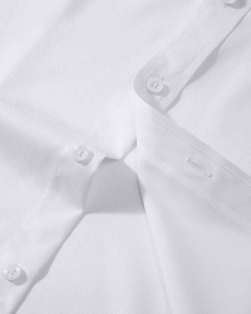 Lusead Mens White Slim Fit Dress Shirts Wrinkle Free Long Sleeve Stretch Formal Button Down Wedding Tuxedo Shirt - Image 4