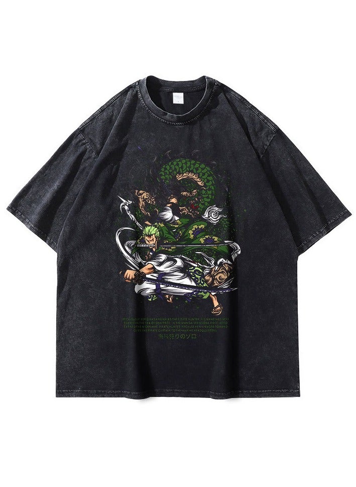 KUYING New One Piece Casual Loose Retro Washed Short Sleeved Shirt  - Image 1