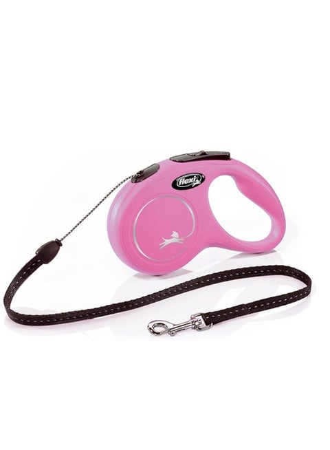 Flexi New Classic S Retractable Dog Leash – 5m Cord, Lightweight & Durable – Stylish Pink for Small Dogs up to 12kg
