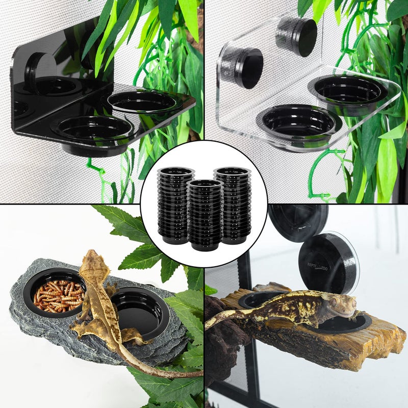 WACOOL Magnetic Reptile Ledge, Acrylic Gecko Feeding Ledge with 6PCS Cups, Reptile Food Water Feeder Dish for Geckos Iguana Chameleon Pets (Cups) - Image 4
