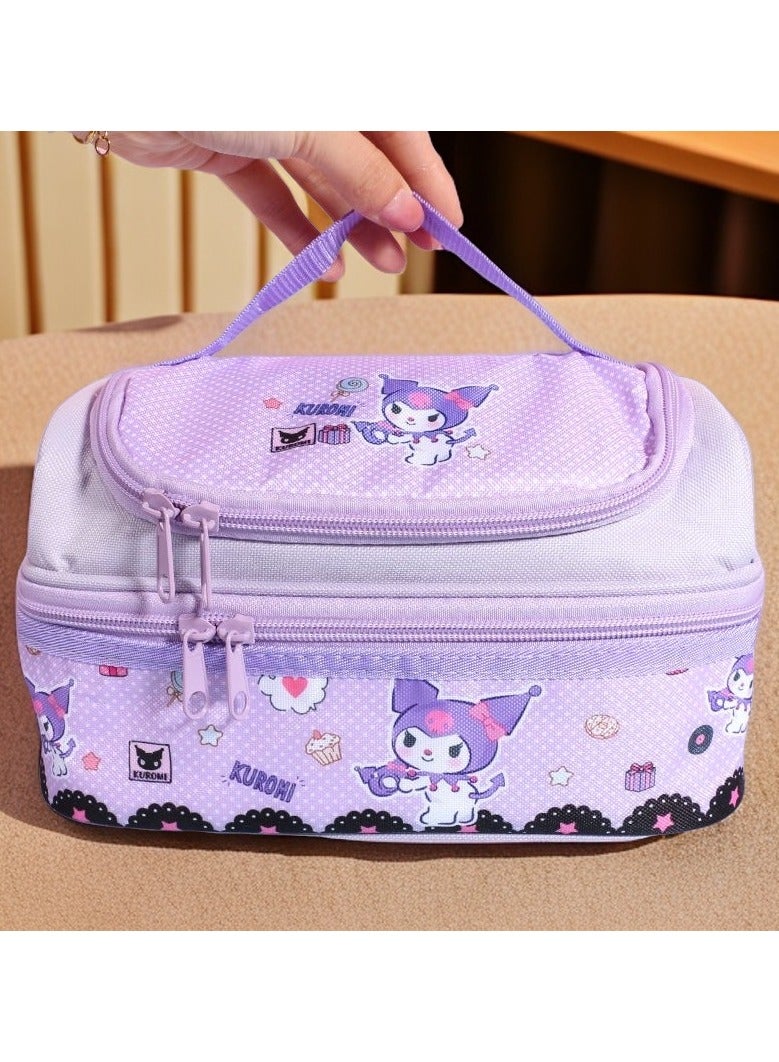 general Large capacity double-layer thickened thermal bag portable student lunch box cartoon lunch box storage bag - Image 1