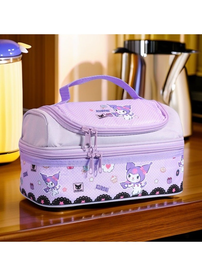 general Large capacity double-layer thickened thermal bag portable student lunch box cartoon lunch box storage bag - Image 2