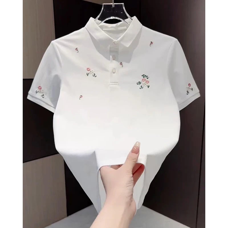 Men's Casual Slim Fit Polo Shirt with Embroidery Short Sleeve Turn-Down Collar - Image 2