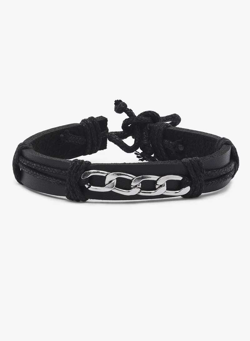 Seventy Five  Faux Leather And Alloy Combination Bracelet for Men | Best Price UAE