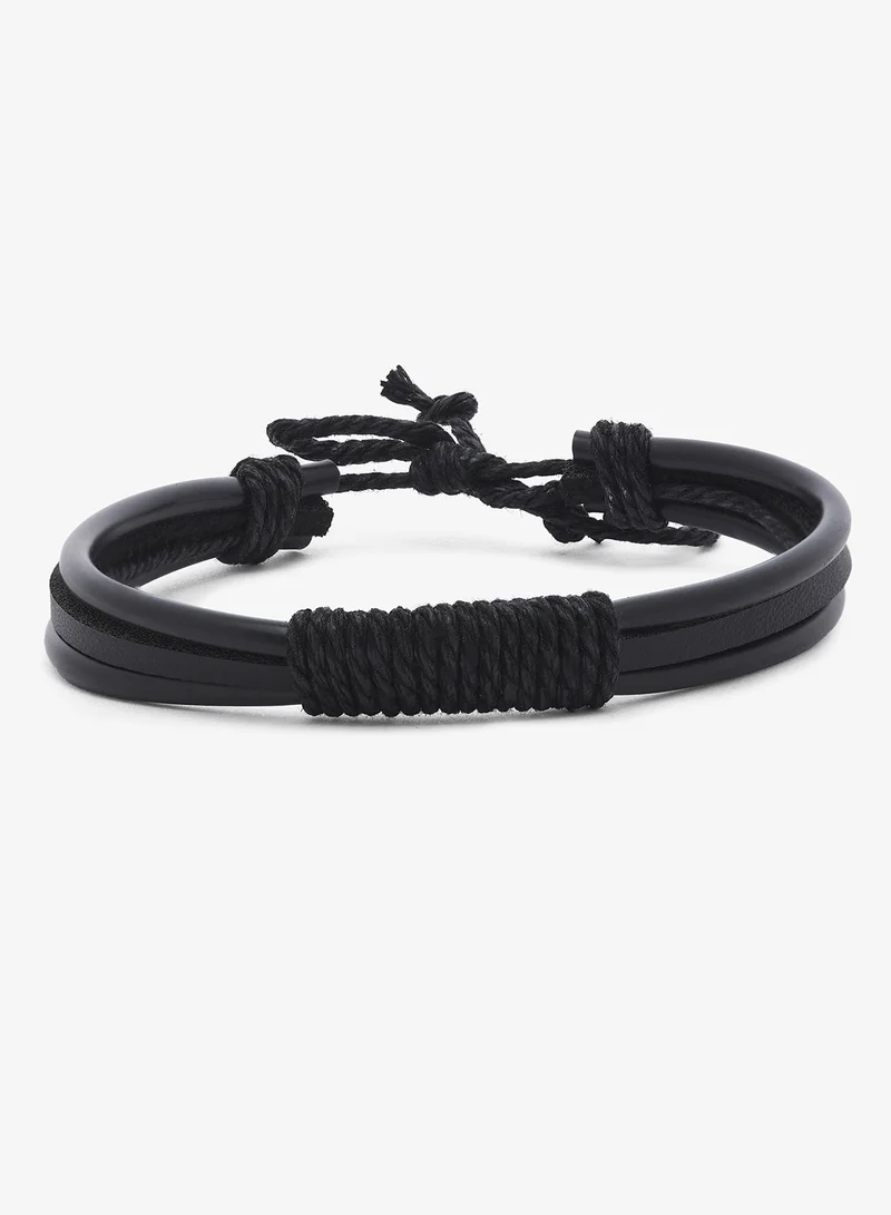Seventy Five  Faux Leather And Alloy Combination Bracelet for Men | Best Price UAE