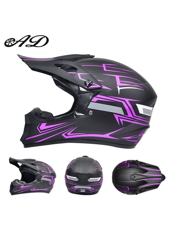 DOT Certified Full-Face Off-Road Motorcycle Helmet, Purple Phantom, Single Helmet