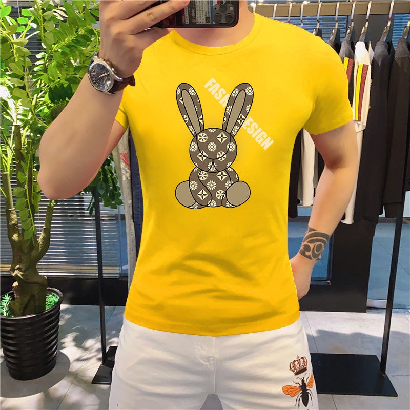 [Sent on the same day] [Can be ordered with drawings *] [Cross border] Men's crew neck short sleeve T-shirt - Image 1