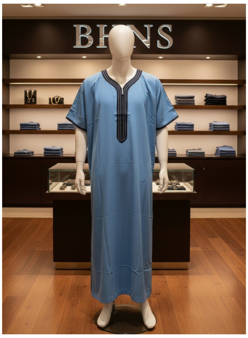 قميص رجالي ، ثوب نوم ، ثوب مغربي ، راحة مناسب هدايا رجالية فاخرة ثوب بيت رجالي للراحة قميص مغربي ، قميص صيفي رجالي ، قميص كم قصير ، ثوب سبعة رجالي مريحة هدايا للرجال - Image 3