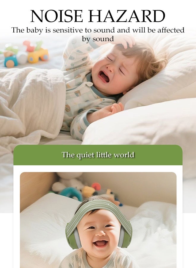 Baby Earmuffs, Adjustable Baby Noise Reduction Earmuffs,Ear Protection For Babies And Toddlers, Headband Ear Muffs Newborn Ear Plug for Baby Ear Protection, Safe fit & Comfort, For Ear Protection, Sleep, Travel Baby Essentials(Green) - Image 4