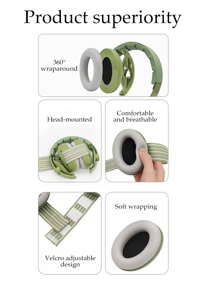 Baby Earmuffs, Adjustable Baby Noise Reduction Earmuffs,Ear Protection For Babies And Toddlers, Headband Ear Muffs Newborn Ear Plug for Baby Ear Protection, Safe fit & Comfort, For Ear Protection, Sleep, Travel Baby Essentials(Green) - Image 3