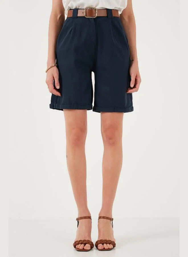 Lela Lela Cotton Relaxed Fit High Waist Belted Gabardine Shorts Women's Shorts 668YP4710