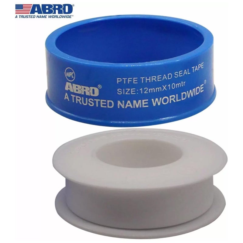 Abro PTFE - 120110 Thread Seal Tapes Teflon Pipe Sealant Industrial Thread Sealants Plumbers for Leak Water Plumbing Air Head Pipe 12mm x 10Mtr (White, 10Pcs) - Image 2