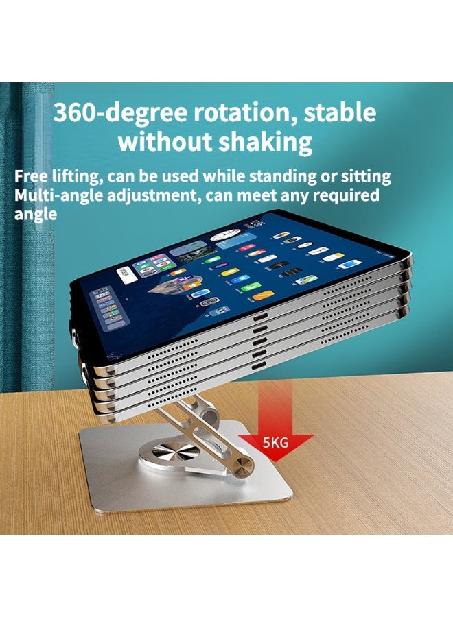 Aluminum iPad Stand  Swivel Tablet Stand for iPad with 360 Rotating Base, Foldable Adjustable Holder for Drawing, Compatible with iPad Pro/Air/Mini and More - Image 5