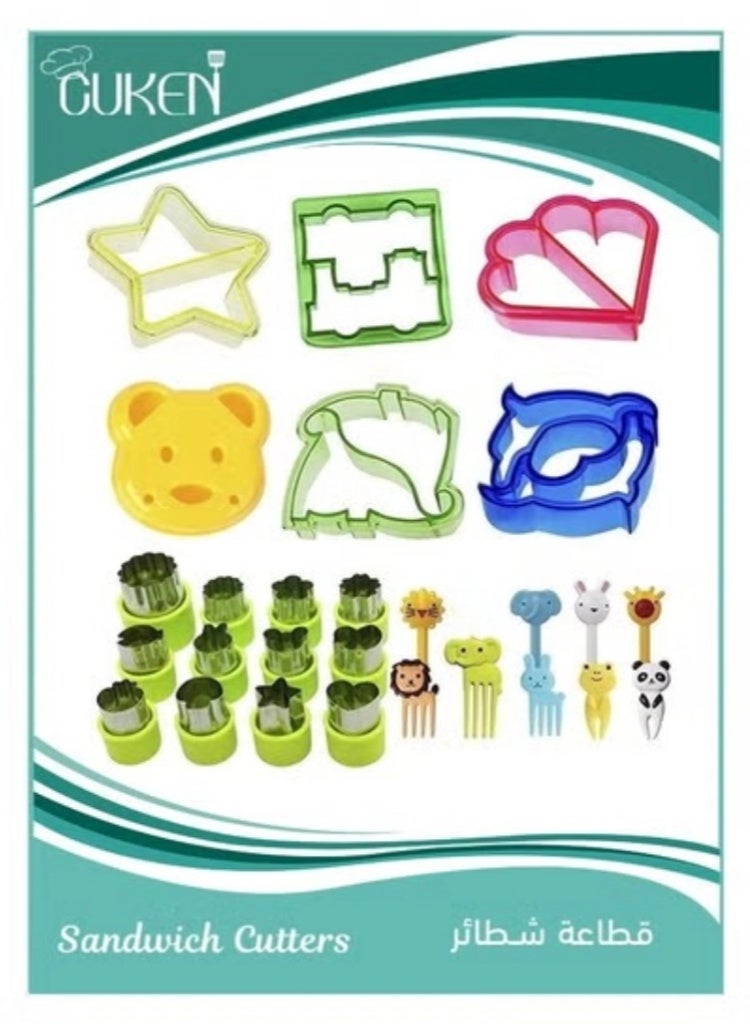 Cuken 27 Pieces Sandwich Cutters for Kids with Cute Food Picks Set, Animal Cutouts for Cookies, Sandwiches, Vegetables, Fruit, and Bento Box Lunches, Mini and Reusable - Image 1