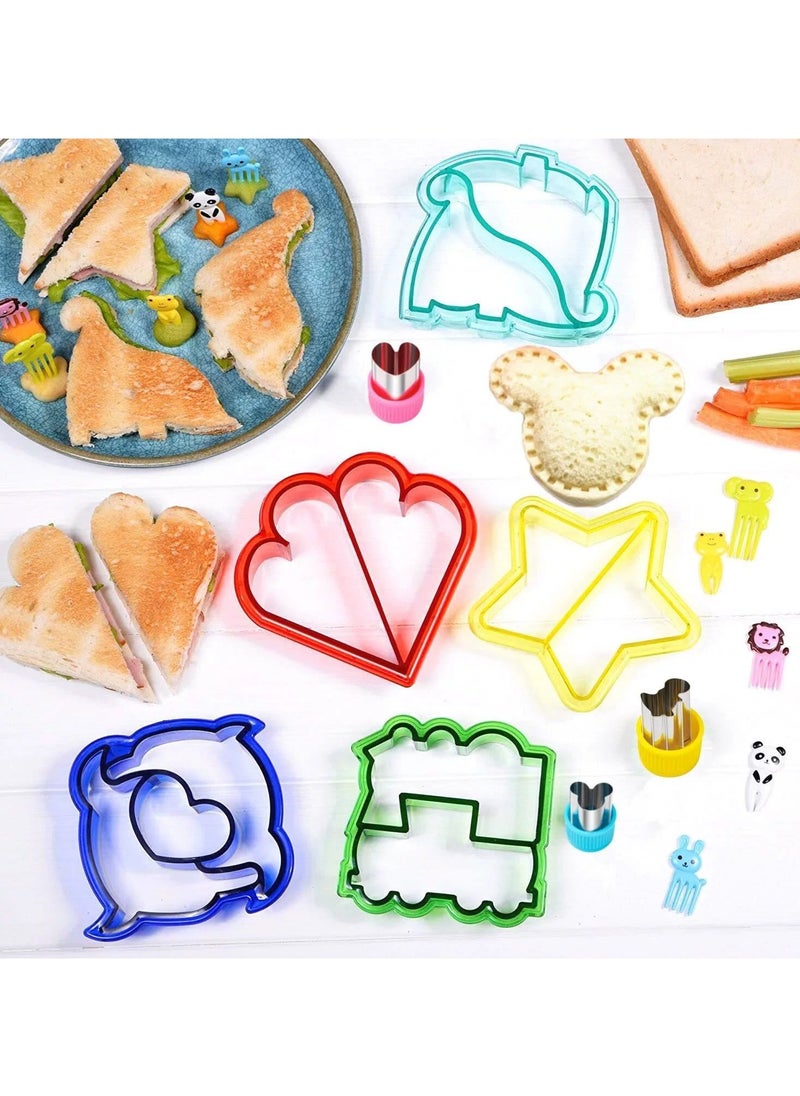 Cuken 28 Pieces Sandwich Cutters for Kids with Cute Food Picks Set, Animal Cutouts for Cookies, Sandwiches, Vegetables, Fruit, and Bento Box Lunches, Mini and Reusable  - Image 2