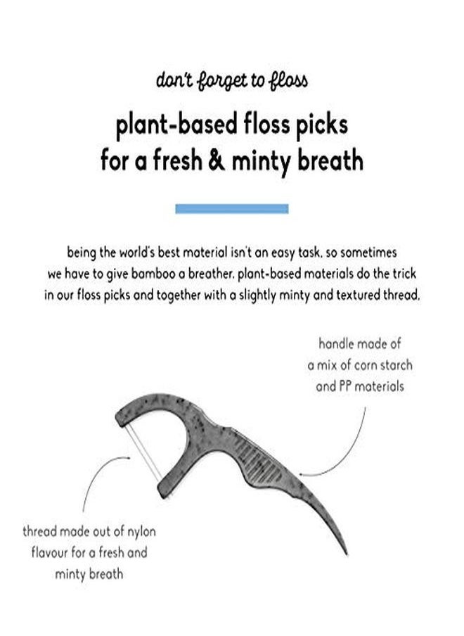 The Humble Co. - Natural Dental Floss Picks (200 Count) - Vegan, Eco Friendly, Sustainable Dental Flossers And Zero Waste Plaque Remover For Oral Care With A Fresh Feel (Charcoal, Double Thread) - Image 1