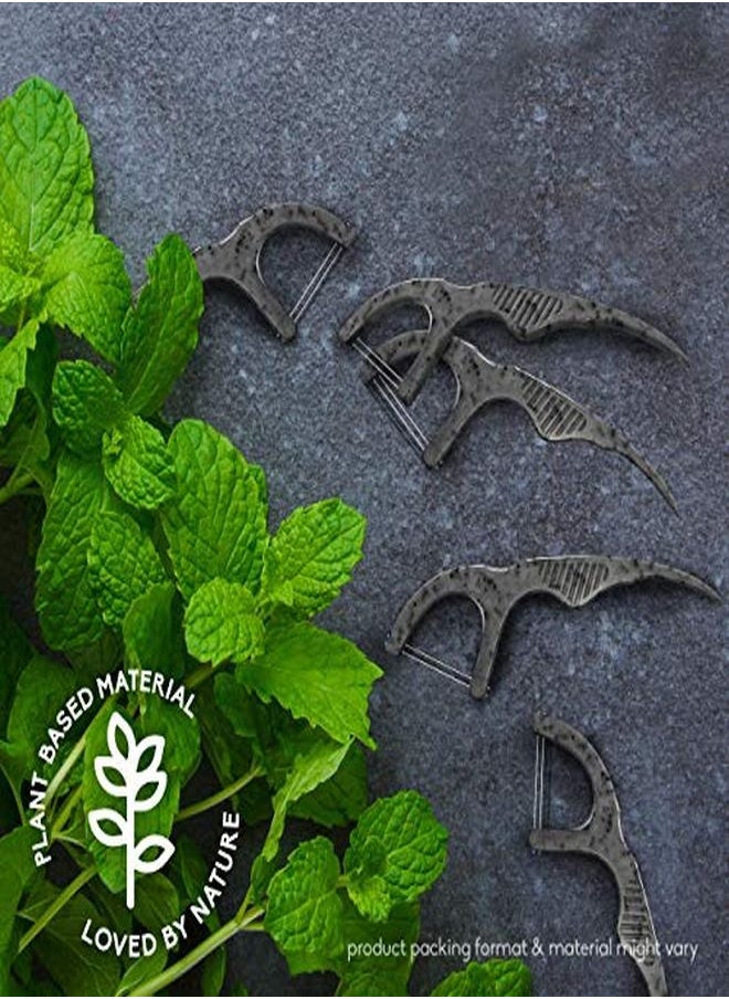 The Humble Co. - Natural Dental Floss Picks (200 Count) - Vegan, Eco Friendly, Sustainable Dental Flossers And Zero Waste Plaque Remover For Oral Care With A Fresh Feel (Charcoal, Double Thread) - Image 1