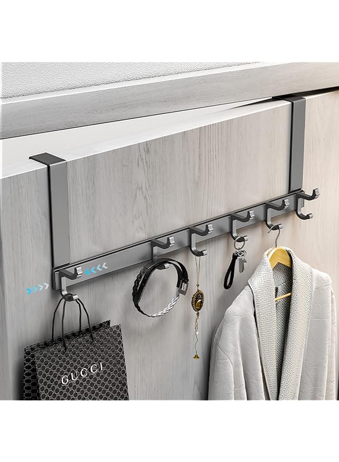 PROMASS promass Over Door Hook, Heavy-Duty Door Hanger Hook with 6 Dual Hooks, Sturdy Over The Door Hanger Hook for Hanging Coat, Towel, Bag, Robe, Hat, Aluminum  - Image 1