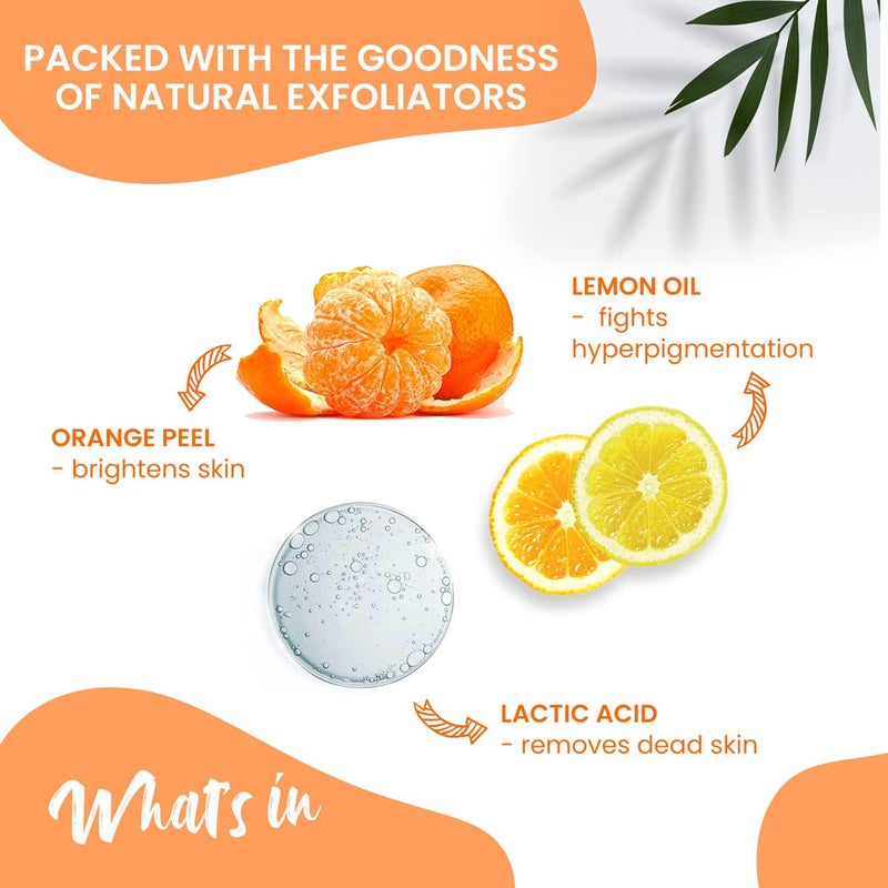 NutriGlow Advanced Organics Vitamin C Lightening Scrub for Exfoliation, Acne Control with Orange Peel Sensitive, Dry, Oily Skin, 3.5Oz - Image 2