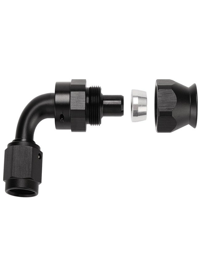 Podavelle 6AN PTFE Hose End Fitting 90 Degree Elbow Swivel Aluminum Black - Image 3