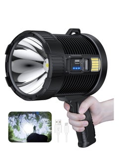 PROTON PROTON Rechargeable Spotlight, 100000 Lumens Led Spot Lights Handheld Large Flashlight Super Bright Outdoor Solar Spotlights Searchlight with Cob Light, 6 Modes, IPX5 Waterproof  - Image 1