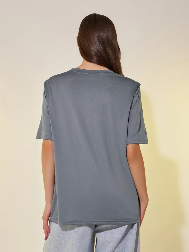 Take Two Take Two Solid Round Neck Oversized T-Shirt