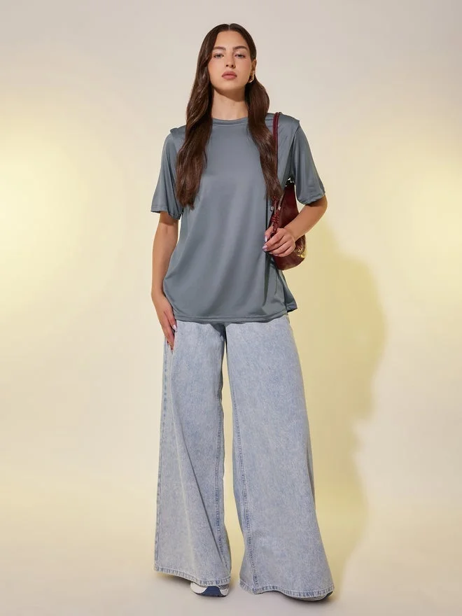 Take Two Solid Round Neck Oversized T-Shirt