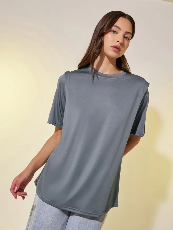 Take Two Solid Round Neck Oversized T-Shirt
