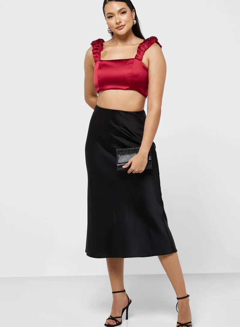 Ella Limited Edition  Pleated Strap Crop Top for Women | Best Price UAE