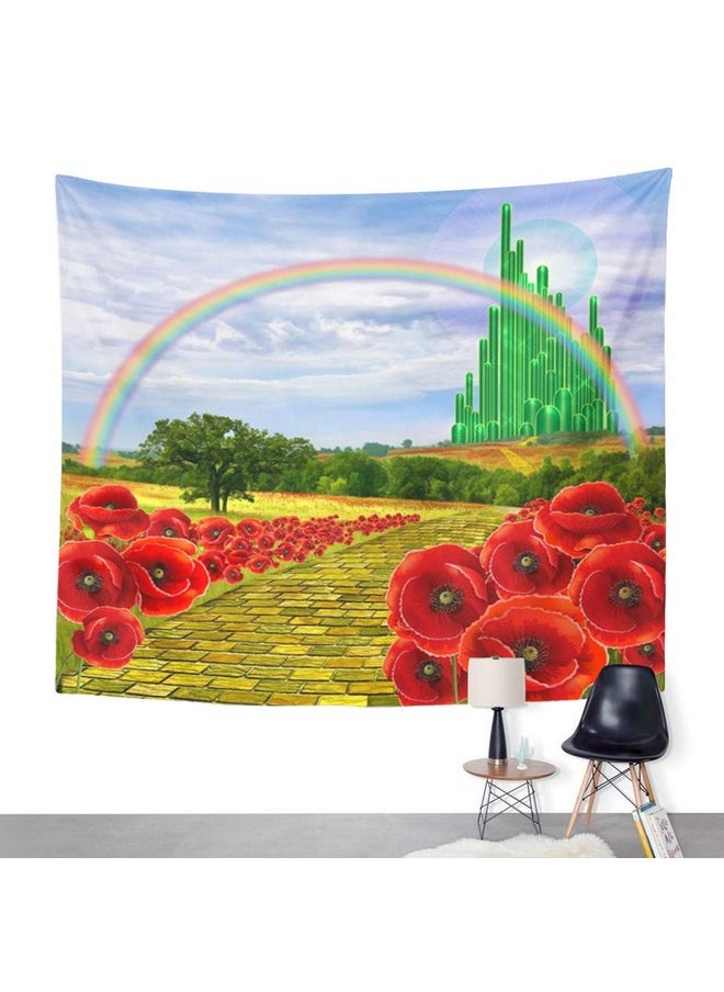 Emvency Tapestry Field Yellow Brick Road Backdrop Leading To Emerald Wizard City Flowers Party Follow Home Decor Wall Hanging For Living Room Bedroom Dorm 50X60 Inches  - Image 2