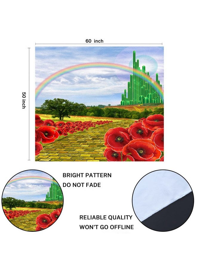 Emvency Tapestry Field Yellow Brick Road Backdrop Leading To Emerald Wizard City Flowers Party Follow Home Decor Wall Hanging For Living Room Bedroom Dorm 50X60 Inches  - Image 3