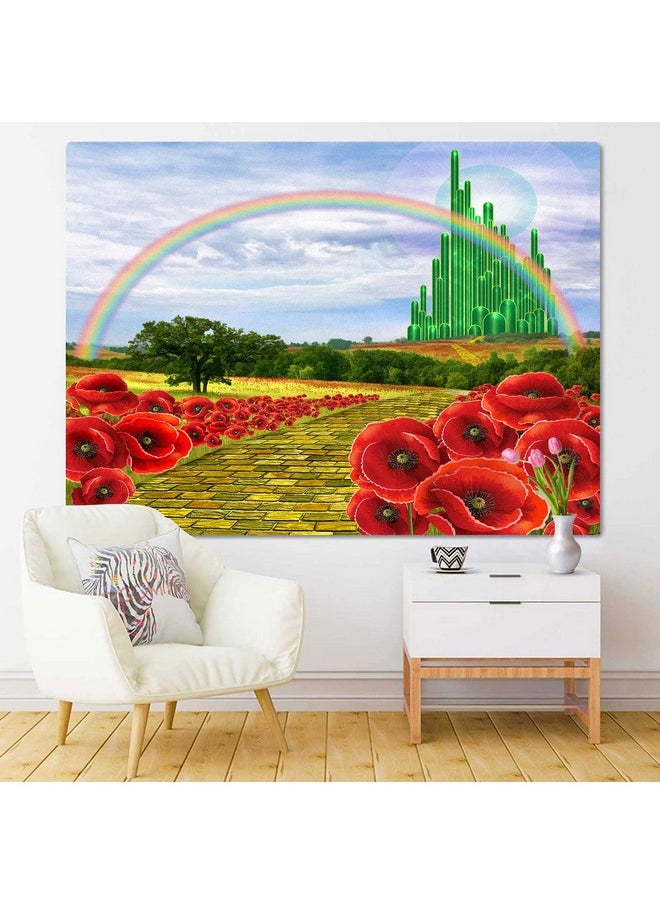 Emvency Tapestry Field Yellow Brick Road Backdrop Leading To Emerald Wizard City Flowers Party Follow Home Decor Wall Hanging For Living Room Bedroom Dorm 50X60 Inches  - Image 4