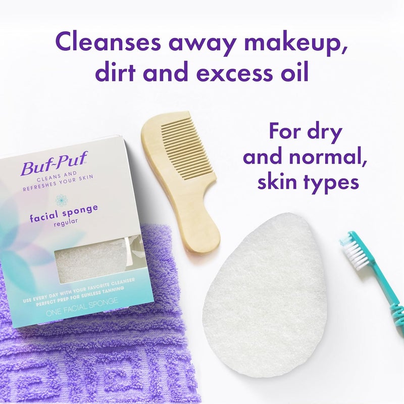 Buf-Puf Facial Sponge, Exfoliating Reusable, Removes Makeup, 1 Count - Image 2
