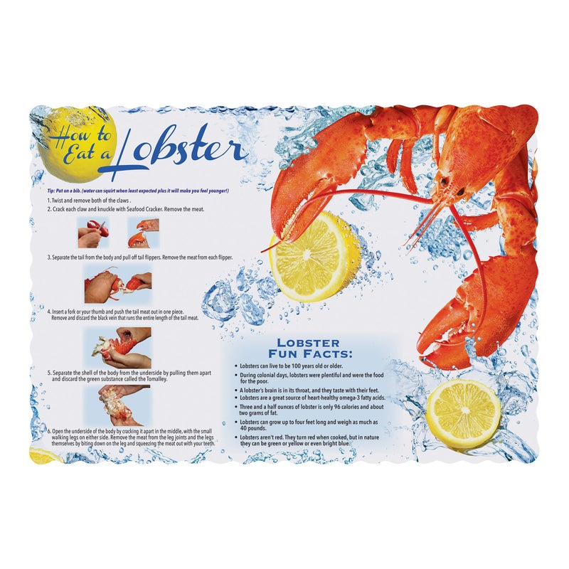 هوفماستر Hoffmaster 311128 Lobster Facts Placemat 9.75 "Length x 14" "عرض (حزمة 1000) - Image 1