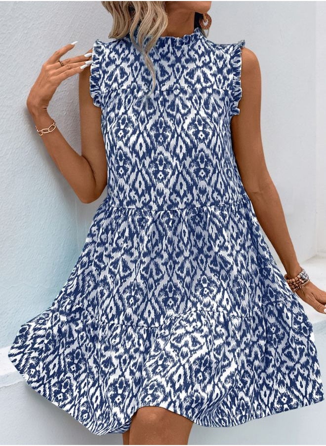 Tepveisoy Women's Casual And Fashionable Lace Collar Floral Printed Sleeveless Dress Sleeveless Dress  - Image 4