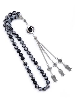 Prayer Beads ( Misbah ) with metal Parts and Snow Flakes Stone | 8 MM Beads - 45 Pcs - pzsku/Z18C28052879CE4D5D0FEZ/45/_/1740241869/ecc60e8a-8ee9-463c-8c6a-9bcc9129a59b