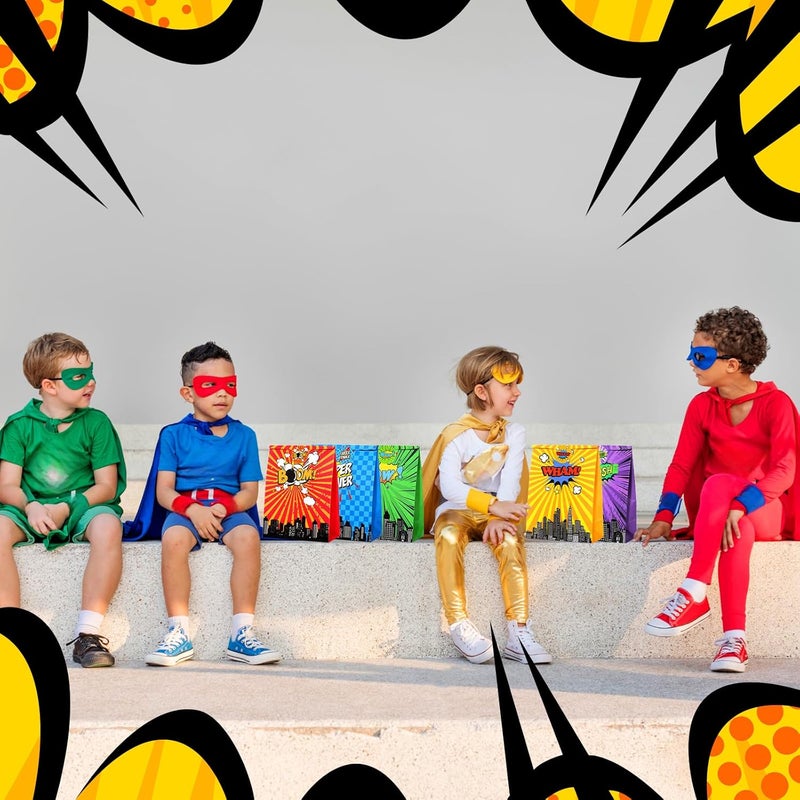 Canlierr 24 حقيبة هدايا حفلة الأبطال مع ملصقات ثيم الأبطال، حقائب هدايا مع 6 أنواع مختلفة من أكياس الحلوى للأطفال لزينة حفلات عيد الميلاد - Image 4