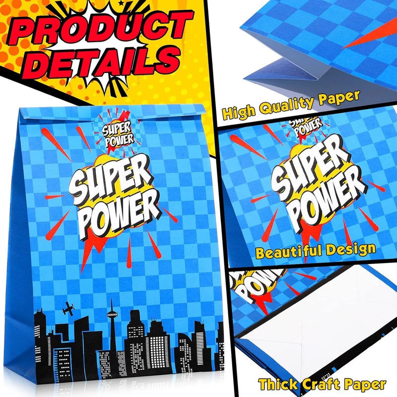 Canlierr 24 حقيبة هدايا حفلة الأبطال مع ملصقات ثيم الأبطال، حقائب هدايا مع 6 أنواع مختلفة من أكياس الحلوى للأطفال لزينة حفلات عيد الميلاد - Image 5