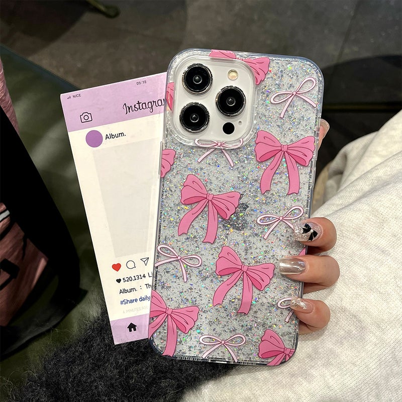 iPhone 17 Pro Max Scratch Resistant Protective for iPhone 17 17 Air 17 Pro 17 Pro Max with Bow Design and Resin Finish in Pink - Image 4