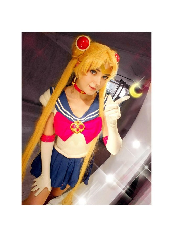 Probeauty Probeauty Long Curly Blonde Ponytails Cosplay Wig Light Blonde Ponytails Costume Cosplay Wigs with Undetachable Buns Wig Cap  - Image 3