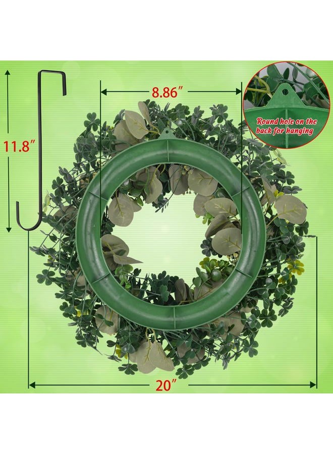 luck sea St Patricks Day Artificial Eucalyptus Wreath Saint Patrick Decorations for Front Door - St Paddys Shamrock Decor for Irish March Home Wall Porch Party Supplies - Image 4