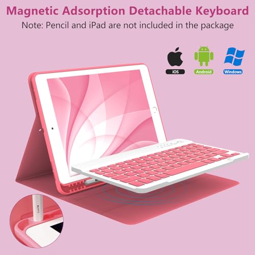 MMK for iPad 9th Generation Case with Keyboard, for iPad 8th 7th Generation Case with Keyboard (Wireless Detachable & Pencil Holder), iPad 10.2"/iPad Air 10.5"(3rd Gen)/iPad Pro 10.5" (Watermelon) - Image 4