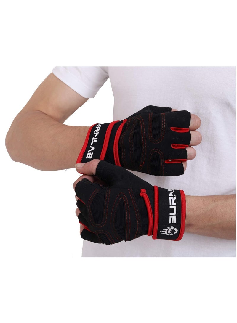 Burnlab Basic Gym Gloves with Wrist Support (Red S)