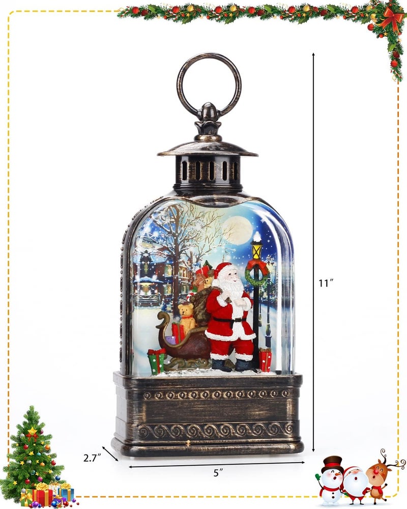 FIESTREL Christmas Snow Globes Santa Claus, Musical Light Up Snow Globes Lantern 6H Timer, Glitter Santa Snow Globe Christmas Decoration (11 Inch) - Image 3