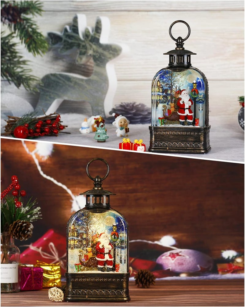 FIESTREL Christmas Snow Globes Santa Claus, Musical Light Up Snow Globes Lantern 6H Timer, Glitter Santa Snow Globe Christmas Decoration (11 Inch) - Image 1
