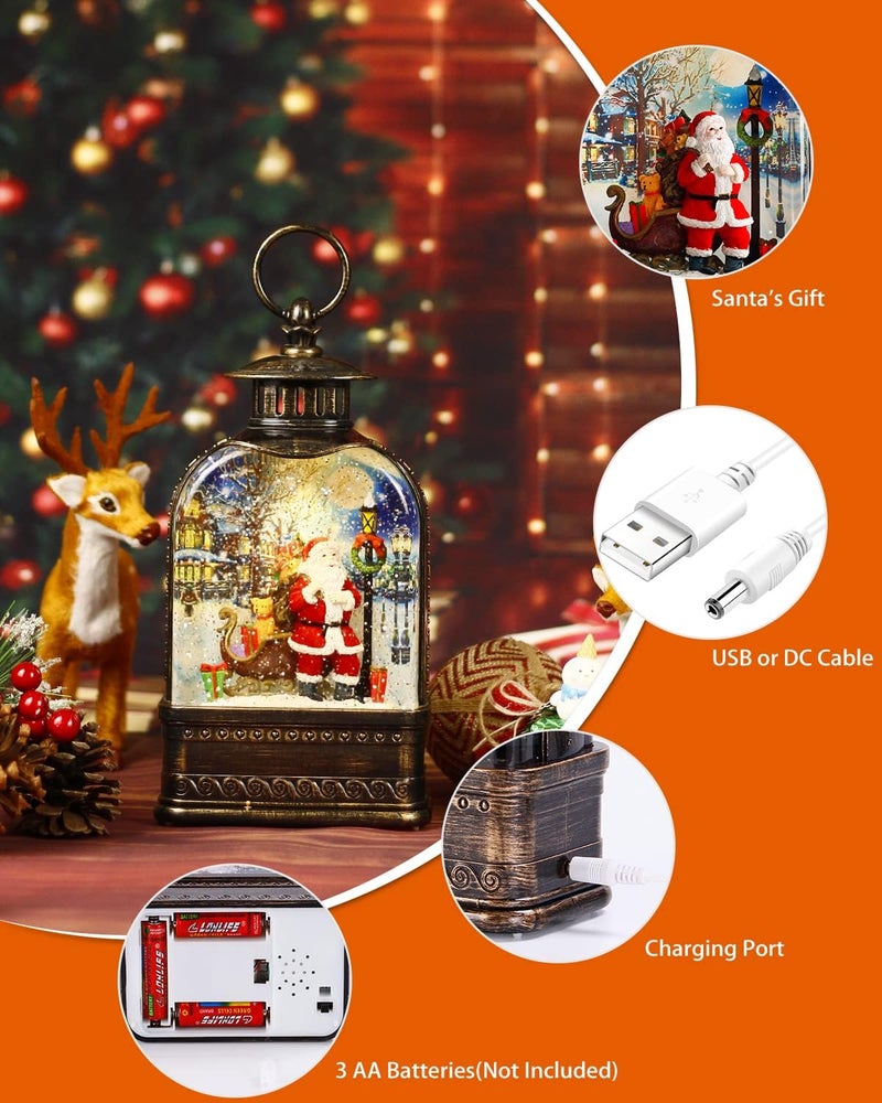 FIESTREL Christmas Snow Globes Santa Claus, Musical Light Up Snow Globes Lantern 6H Timer, Glitter Santa Snow Globe Christmas Decoration (11 Inch) - Image 2