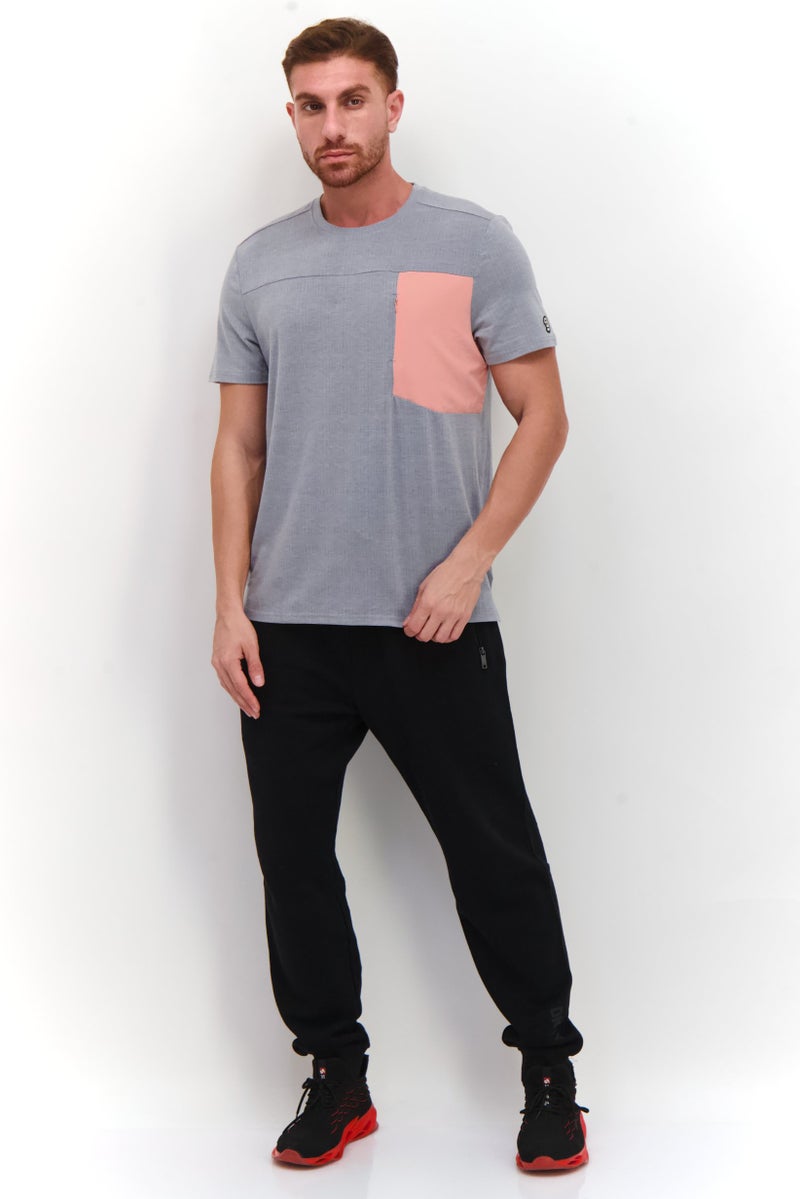 Avalanche Men Sportswear Fit Short Sleeve Chest Pocket T-Shirt, Grey - Image 3